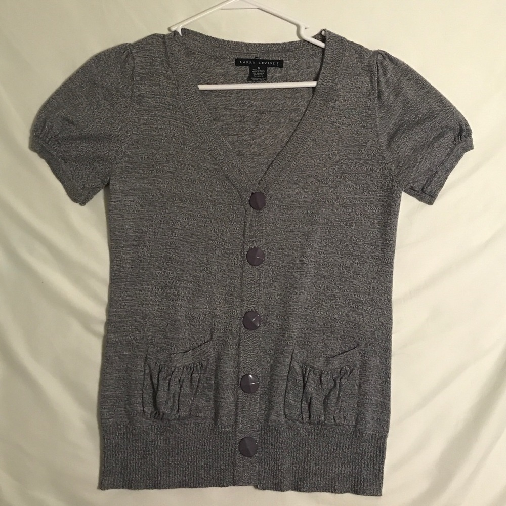 Larry Levine Sweater Blouse, Grey, Size small